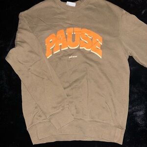 Pause Graphic Crewneck Sweatshirt - Brown with Orange Logo H&M